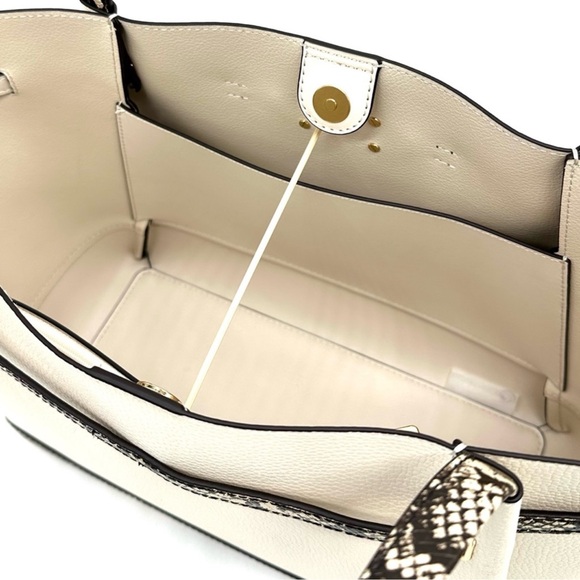 Michael Kors Reed Large Tote Bag Snakeskin Cream/Black - Picture 11 of 12